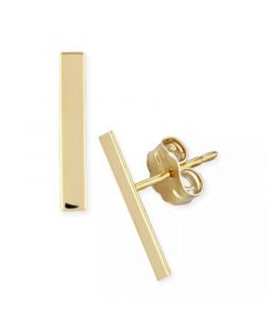 Flat Bar Stud Earrings Set in 14k Yellow or Rose Gold