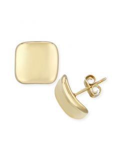 Dapped Square Stud Earrings Set in 14k Yellow Gold (10mm)