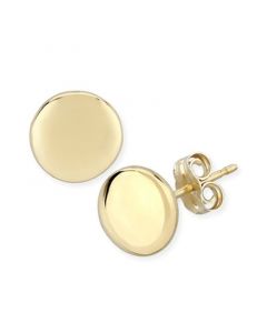 Flat Round Stud Earrings Set in 14k Yellow Gold (8mm)