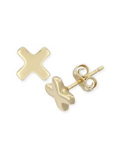 "X" Shape Stud Earrings Set in 14k Yellow Gold (8mm)