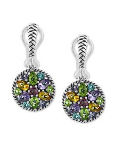 EFFY® Multi-Gemstone Cluster Drop Earrings (3-7/8 ct. t.w.) in Sterling Silver