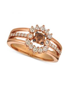 Creme Brulee® Diamond Halo Three-Row Ring (5/8 ct. t.w.) in 14k Rose Gold