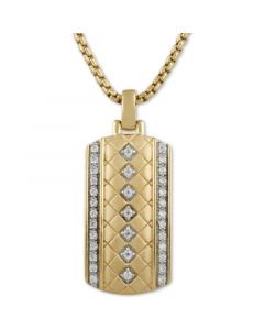 Men's Diamond Dog Tag 22" Pendant Necklace (1/3 ct. t.w.) in 18k Gold-Plated Sterling Silver