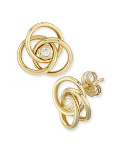 Diamond Accent Love Knot Earrings in 14K Yellow Gold