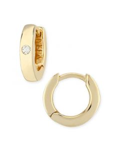 Diamond Accent Small Hinged Hoop in 14K Yellow Gold