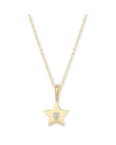 Diamond Accent Solid Star Pendant in 14K Yellow Gold