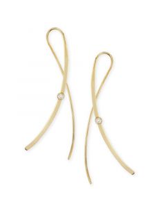 Diamond Accent Cross Over Sweep Earrings in 14K Yellow Gold