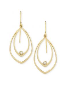 Diamond Accent Twin Drop Earrings in 14K Yellow Gold