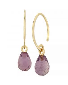 Gemstone Briolette Drop Earring in 14k Yellow Gold Available in Amethyst, Citrine, and Peridot.