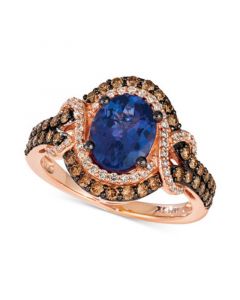 Blueberry Tanzanite (1-1/2 ct. t.w.) & Diamond (3/4 ct. t.w.) Statement Ring in 14k Rose Gold