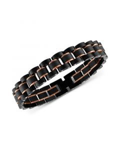 Watch Link Bracelet in Stainless Steel and Black Carbon Fiber, Created for Macy's