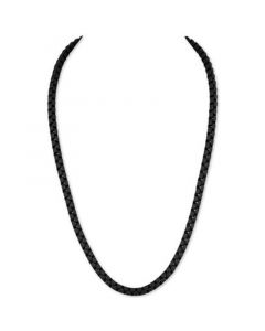 Men's Box Link 22" Chain Necklace in Black Enamel over Stainless Steel (Also in Red & Blue Enamel), Created for Macy's