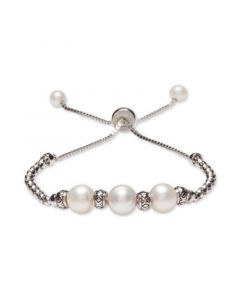 Cultured Freshwater Pearl (8mm & 4mm) Bolo Bracelet in Sterling Silver