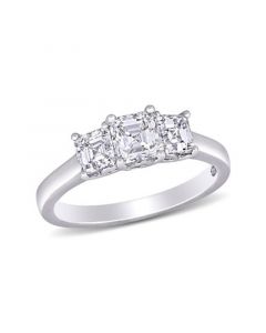 Asscher-Cut Certified Diamond (1 1/2 ct. t.w.) 3- Stone Engagement Ring in 14k White Gold