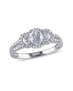 Oval-Cut Certified Diamond (1 ct. t.w.) 3-Stone Engagement Ring in 14k White Gold