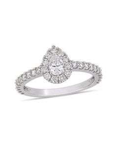 Pear Certified Diamond (1 ct. t.w.) Halo Engagement Ring in 14k White Gold