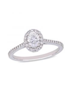 Oval Certified Diamond (3/4 ct. t.w.) Halo Engagement Ring in 14k White Gold