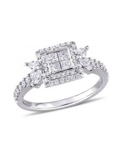 Princess- Cut Certified Diamond (1 ct. t.w.) Quad Halo Engagement Ring in 14k White Gold