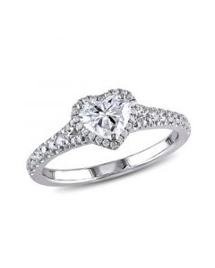 Certified Diamond (1 ct. t.w.) Halo Heart Engagement Ring in 14k White Gold