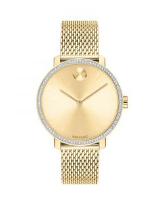 Women's Swiss Bold Gold Ion-Plated Stainless Steel Mesh Bracelet Watch 34mm