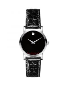 Women's Swiss Automatic Red Label Black Leather Strap Watch 26mm