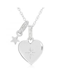 Children's Diamond Accent Heart Necklace in Sterling Silver