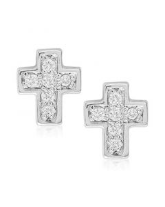 Children's Diamond Accent Cross Stud Earrings in Sterling Silver