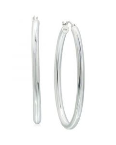 Medium Polished Tube Hoop Earrings in Sterling Silver, 1.1", Created for Macy's