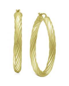 Medium Twist Tube Hoop Earrings in 18k Gold-Plated Sterling Silver, 1.57", Created for Macy's