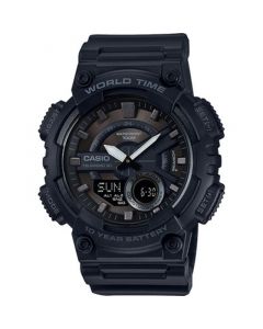 Men's Analog-Digital Black Resin Strap Watch 50mm