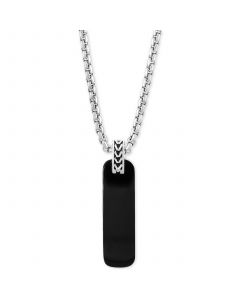 EFFY® Men's Onyx (33-1/2 x 10mm) Dog Tag 22" Pendant Necklace in Sterling Silver