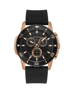 Men's Chronograph Black Silicone Strap Watch 48mm