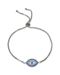 Cubic Zirconia Evil Eye Bolo Bracelet in Sterling Silver, Created for Macy's