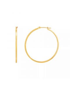 Medium Flat-Edge Hoop Earrings in 10k Gold (Also in 10k Rose Gold and 10k White Gold), 1-1/2"