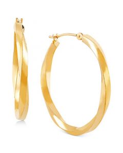 Medium Twist Round Hoop Earrings in 10k Gold, 30mm