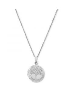 Single-Frame Tree Locket 18" Pendant Necklace in Sterling Silver