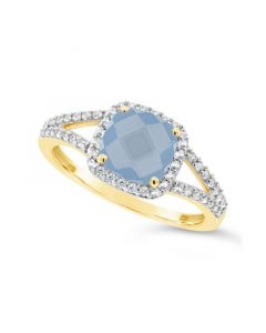 Created Spinel Aquamarine (1-5/8 ct. t.w.) and Created White Sapphire (1/4 ct. t.w.) Ring in 10k Yellow Gold