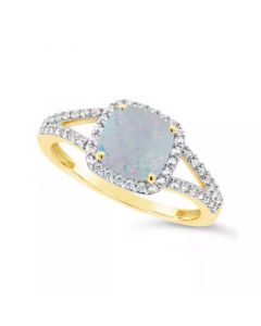 Created Opal (3/4 ct. t.w.) and Created White Sapphire (1/4 ct. t.w.) Ring in 10k Yellow Gold