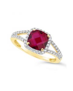 Created Ruby (1-3/4 ct. t.w.) and Created White Sapphire (1/4 ct. t.w.) Ring in 10k Yellow Gold