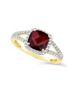 Garnet (2 ct. t.w.) and Created White Sapphire (1/4 ct. t.w.) Ring in 10k Yellow Gold