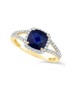 Created Sapphire (2 ct. t.w.) and Created White Sapphire (1/4 ct. t.w.) Ring in 10k Yellow Gold