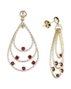 Rhodolite Garnet Triple Teardrop Drop Earrings (1-3/4 ct. t.w.) in 14k Vermeil over Sterling Silver