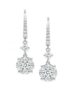 Diamond Linear Cluster Drop Earrings (2 ct. t.w.) in 14k White Gold