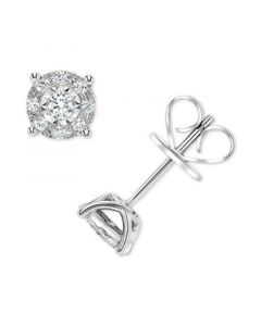 Diamond Miracle Plate Halo Stud Earrings (1/4 ct. t.w.) in 14k White Gold