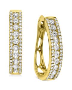 Diamond Oval Hoop Earrings (1 ct. t.w.) in 10k Gold