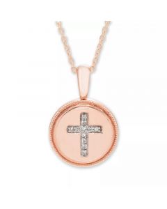 Diamond Accent Cross Pendant in 14K Yellow or Rose Gold