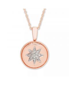 Diamond Accent Starburst Pendant in 14K Yellow or Rose Gold