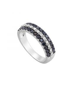 Black and White Diamond (3/4 ct. t.w.) band ring in Sterling Silver