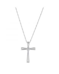 Diamond Accent Double Bar Cross Pendant in Sterling Silver or 14k Gold-Plated Sterling Silver