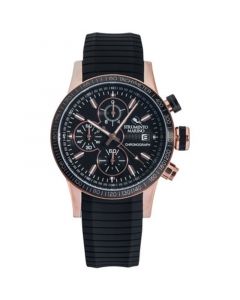 Men's Admiral Chronograph Black Silicone Performance Timepiece Watch 45mm